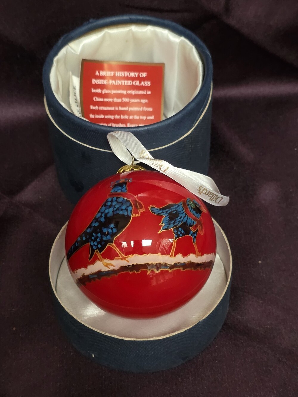 Dillard's 2010 "Four Calling Birds" Glass Ornaments 12 Days of Christmas Series